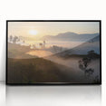 Framed acrylic wall art featuring a vibrant rainforest landscape design, showcasing vivid greens and blues, perfect for enhancing modern home decor.