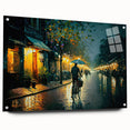 Acrylic glass wall art showcasing a vibrant landscape with winding roads and lush greenery, designed for modern decor, displayed at an inviting angle.