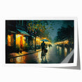 Rolled print showcasing a stunning landscape road design with vibrant colors and intricate details, perfect for home decor or art enthusiasts, packaged securely.