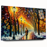 Acrylic glass wall art showcasing a vibrant landscape road design with a side view, elegantly framed and secured with pins, perfect for modern decor.