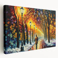 Stretched canvas artwork showcasing a scenic landscape road design, featuring vibrant colors and detailed textures, perfect for home decor enhancement.
