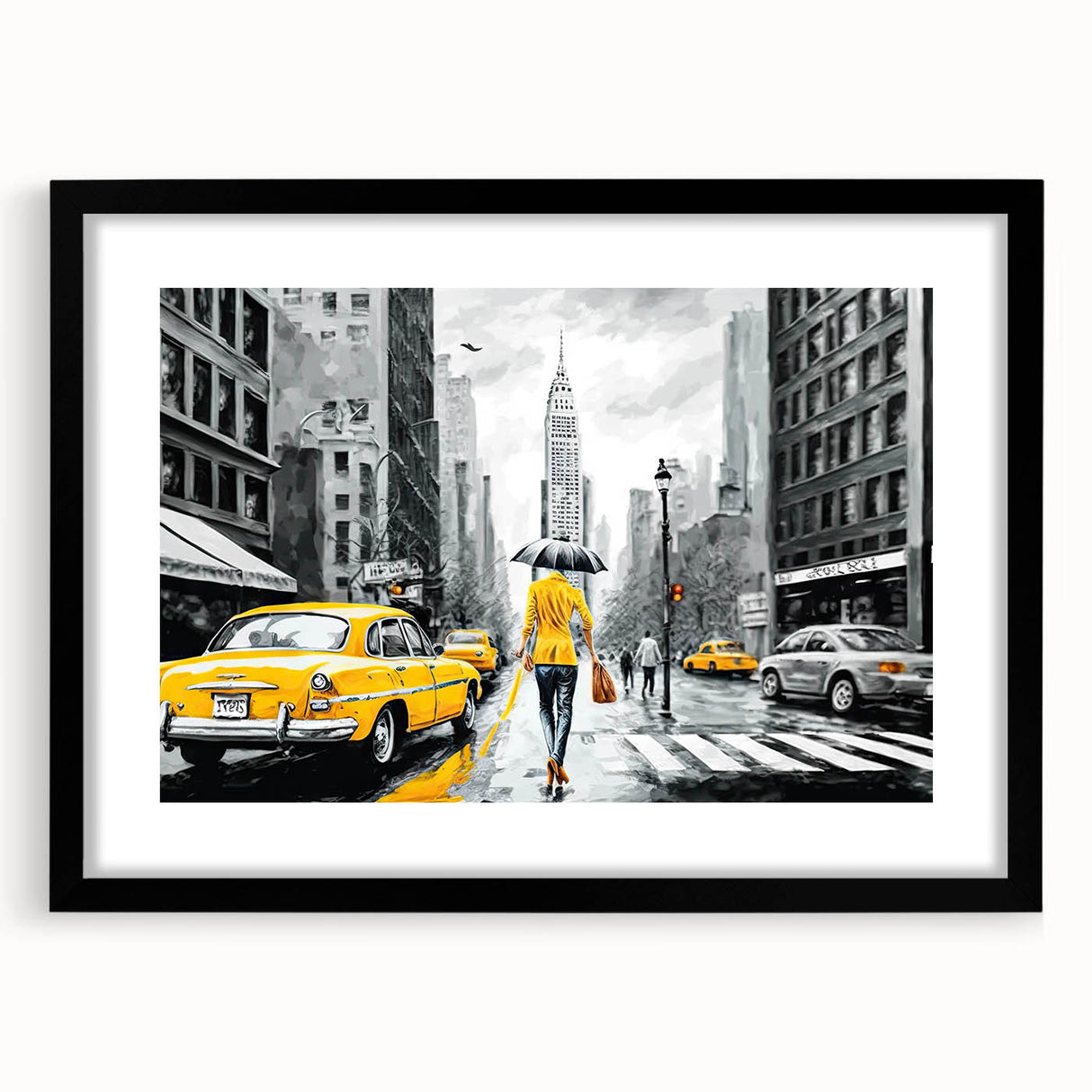Framed landscape wall art collection featuring a black mat and sleek frame, showcasing serene road designs that enhance modern home decor aesthetics.