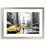 Framed wall art showcasing a scenic landscape road design, featuring a silver mat and sleek frame, ideal for enhancing home decor with a modern touch.