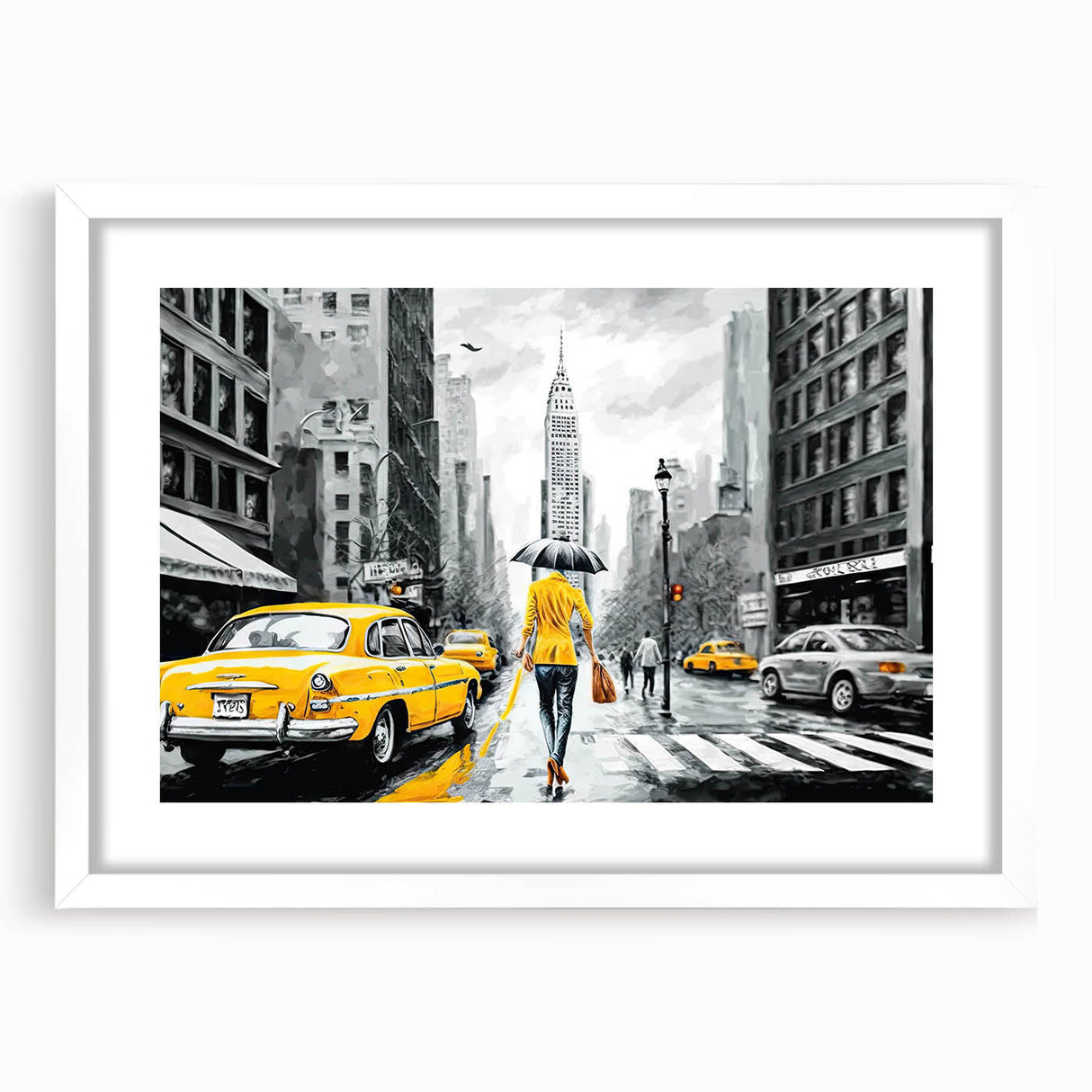 Framed wall art collection featuring a scenic landscape design with roads, presented in a sleek white frame and mat, perfect for modern home decor.