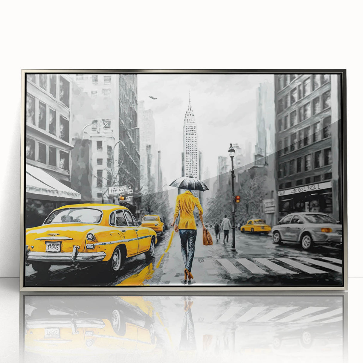 Framed acrylic wall art showcasing a modern landscape design with winding roads and vibrant colors, ideal for enhancing contemporary home decor. The sleek silver frame adds elegance to any setting.