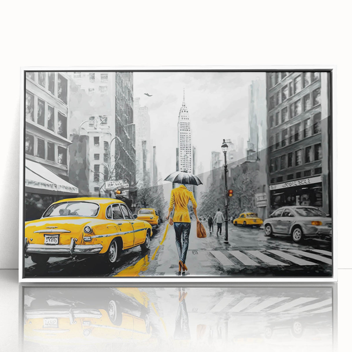 Framed acrylic wall art featuring a scenic landscape of winding roads, displayed with a white frame, perfect for home or office decor, enhancing contemporary interiors.