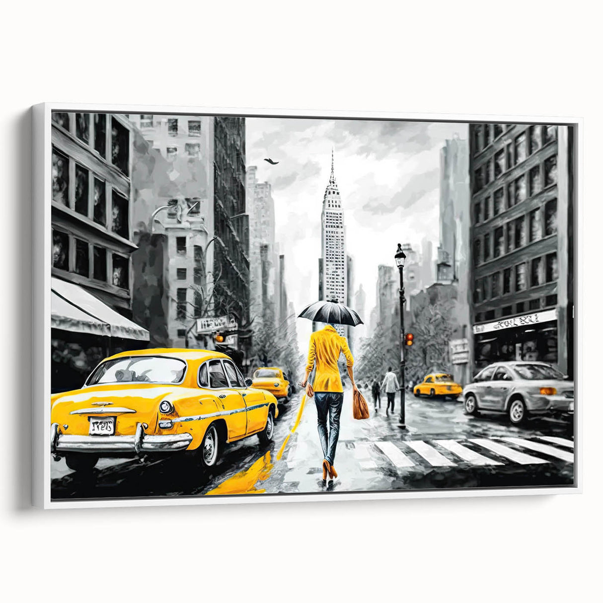 Framed canvas wall art showcasing a scenic landscape with winding roads and lush greenery, presented in a stylish white frame, ideal for home decor.