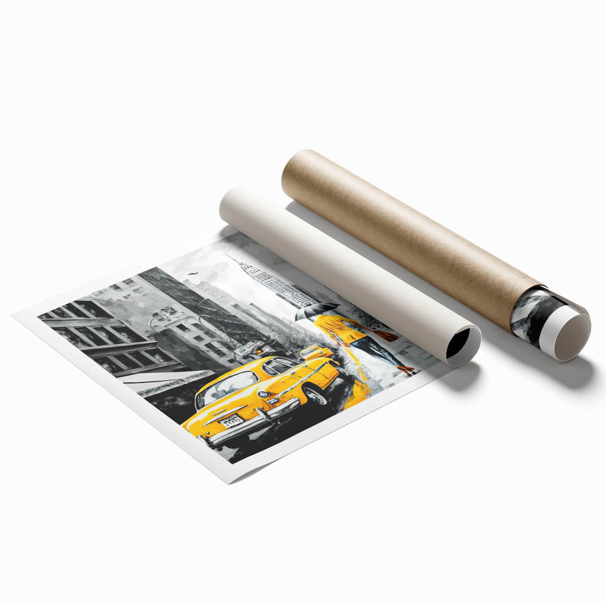 Rolled print of a landscape road design featuring vibrant colors and intricate details, ideal for home decor, showcasing a serene natural scene in a stylish format.