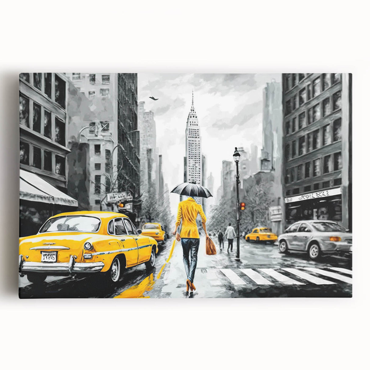 Stretched canvas artwork showcasing a vibrant landscape road design with rich colors and intricate details, perfect for enhancing modern home decor.