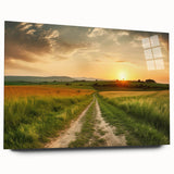 Acrylic glass wall art featuring a landscape road design, showcasing vibrant colors and intricate details, ideal for modern home decor and enhancing interior spaces.