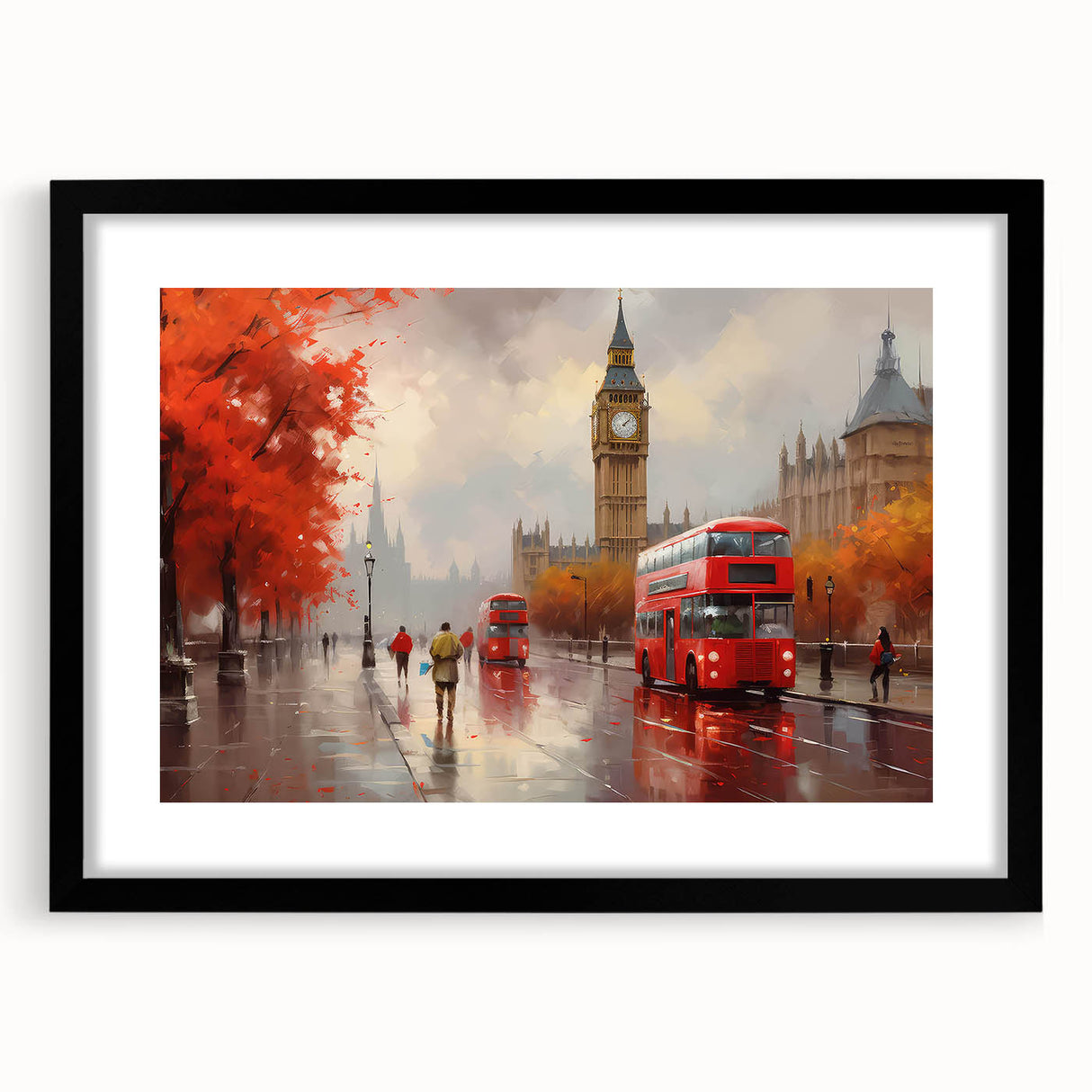 Framed wall art featuring a serene landscape with winding roads, designed in a modern style with a black frame and mat, ideal for home decor.