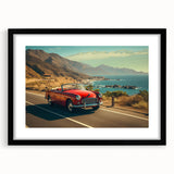 Framed landscape road design wall art in black with a mat, showcasing a modern aesthetic. Ideal for enhancing contemporary home decor and art collection displays.