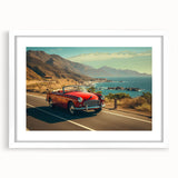 Framed wall art featuring a scenic landscape design with a white mat, showcasing a road winding through a serene nature setting, ideal for home decor.
