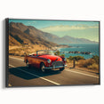 Framed canvas wall art showcasing a serene landscape road design, featuring rich green and earthy tones, ideal for modern home decor. Perfect for enhancing living spaces.