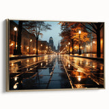 Framed canvas wall art featuring a scenic landscape with winding roads, vibrant greens, and a golden frame, ideal for modern home decor and design enthusiasts.