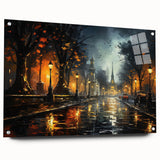 Acrylic glass wall art showcasing a vibrant landscape of winding roads, featuring rich colors and intricate details; ideal for home decor and modern interiors.