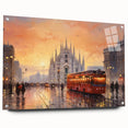 Acrylic glass wall art featuring a stunning landscape road design, showcasing vibrant colors and intricate details, displayed from a side view with decorative pins.
