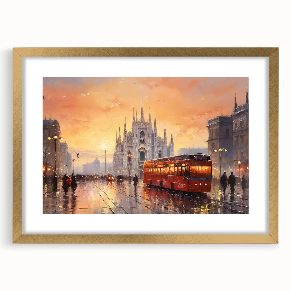 Framed landscape wall art featuring a scenic road design with a gold matte finish, ideal for enhancing home décor. The artwork showcases vibrant colors and intricate details, making it a stunning focal point for any room.