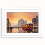 Framed landscape wall art collection showcasing a scenic road design, featuring a white mat and sleek black frame, perfect for home decor.