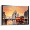 Framed wall art featuring a stunning landscape design with winding roads, set against a vibrant sunset backdrop, showcasing rich colors and depth.