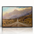 Framed acrylic wall art showcasing a modern landscape road design with a black frame, ideal for contemporary home decor, adding depth and style to any room.