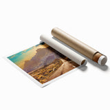 Rolled print showcasing a vibrant landscape road design, featuring a blend of earthy tones and intricate details, packaged securely for art enthusiasts.