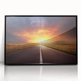 Framed acrylic wall art depicting a scenic landscape road design, featuring vibrant colors and a sleek black frame, ideal for home or office decor.