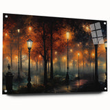 Side view of a modern acrylic glass wall art piece showcasing a vibrant landscape and road design, adorned with decorative pins for easy display, ideal for contemporary decor.