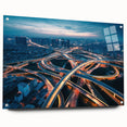 Acrylic glass wall art showcasing a vibrant landscape road design, featuring a side view with decorative pins, ideal for modern home decor and artistic displays.