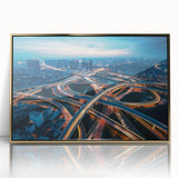 Framed acrylic wall art featuring a contemporary landscape with golden accents, designed to elevate modern home decor. Ideal for living spaces or offices.