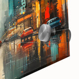 Close-up of a vibrant acrylic glass wall art piece showcasing a scenic landscape with winding roads, perfect for home decor. Ideal for nature lovers and art enthusiasts.