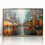 Framed wall art featuring a stunning landscape design with winding roads and golden accents, perfect for enhancing modern home decor. This acrylic piece adds elegance and depth to any room.