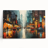 Stretched canvas wall art showcasing a serene landscape with winding roads, vibrant green fields, and dramatic skies, perfect for home decor enhancement.