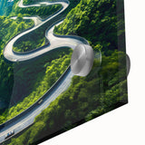 Close-up of a vibrant acrylic glass wall art piece showcasing a stunning landscape design, perfect for modern home decor, highlighting rich colors and intricate details.