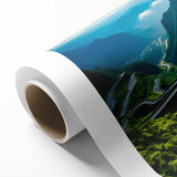 Rolled canvas artwork showcasing a vibrant landscape design with winding roads and colorful scenery, perfect for home decor. Packaged securely in a durable cardboard tube for safe delivery.
