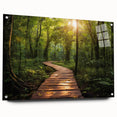 Side view of a modern acrylic glass wall art piece showcasing a vibrant landscape design, featuring intricate road patterns and a pin-mounted aesthetic, ideal for contemporary decor.