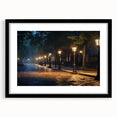 Framed wall art featuring a scenic landscape design with roads, presented in a sleek black frame and mat, ideal for enhancing modern home decor.