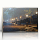 Framed wall art featuring a modern landscape design with roads, showcasing vibrant colors and a sleek silver frame, ideal for contemporary home decor.