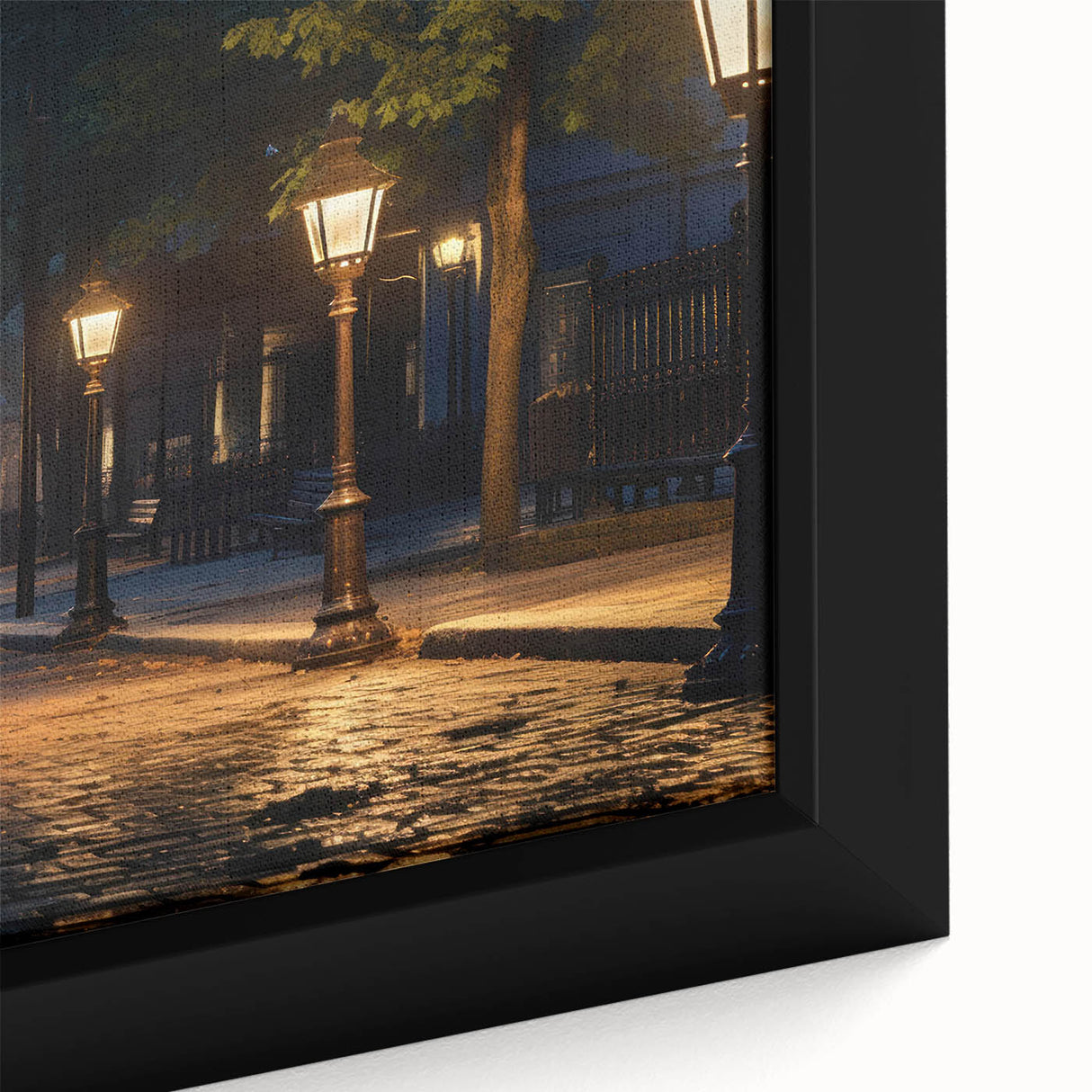 Framed canvas wall art showcasing a serene landscape road design, featuring vibrant colors and intricate details, perfect for home decor or office ambiance.