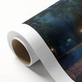 Rolled canvas showcasing a vibrant landscape road design with rich colors and intricate details, ideal for home decor, delivered securely in a protective tube.