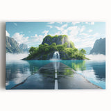Vibrant stretched canvas artwork depicting a serene landscape with winding roads and lush greenery, ideal for enhancing home decor and creating a calming atmosphere.