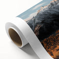 Rolled canvas displaying a vibrant landscape road design, featuring rich colors and intricate details, ideal for modern home decor and artistic enhancement.