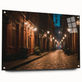 Acrylic glass wall art collection showcasing a vibrant landscape and road design, presented in a side view, expertly pinned for display. Perfect for modern decor enthusiasts.