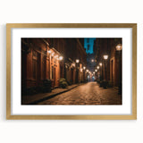 Framed wall art featuring a stunning landscape design with roads, elegantly matted and finished in gold, perfect for enhancing any room's decor.