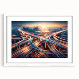 Framed wall art featuring a scenic landscape road design with a white mat, ideal for home decor and enhancing interior aesthetics. Perfect for nature lovers.