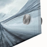 Close-up of a vibrant acrylic glass wall art piece showcasing a stunning landscape design with winding roads, ideal for modern home decor and artistic interiors.