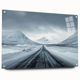 Acrylic glass wall art featuring a side view of a serene landscape road design, showcasing vibrant colors and intricate details, perfect for home decor.