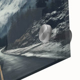 Close-up of a vibrant acrylic glass artwork showcasing a colorful abstract landscape and road design, perfect for modern home decor and interior styling.