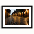 Framed wall art featuring a serene landscape design with winding roads, presented in a sleek black frame, ideal for modern home decor and aesthetic enhancement.