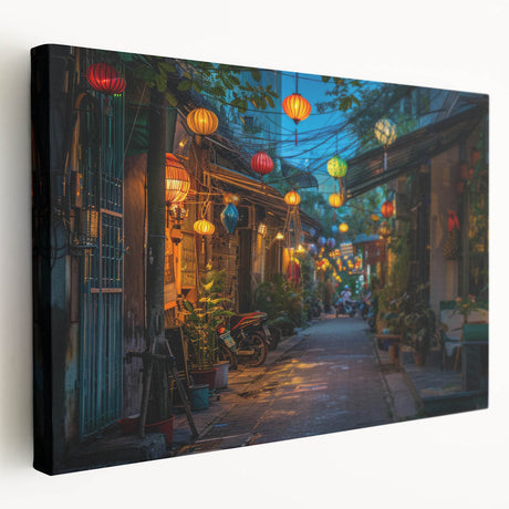 Stretched canvas artwork depicting a serene landscape with winding roads, lush greenery, and vibrant colors, ideal for home decor and artistic ambiance.